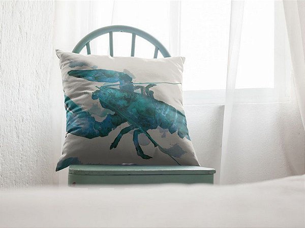 Almofada Náutica Lagosta Azul e Verde 40x40
