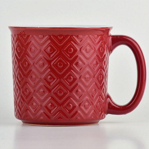 Caneca Texturizada Vermelha em Cerâmica