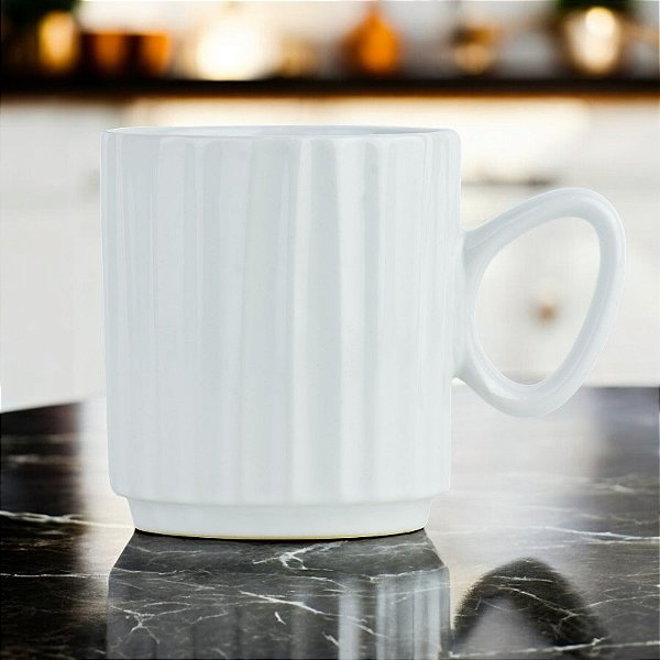 Caneca Black Branca em Cerâmica 350 ml