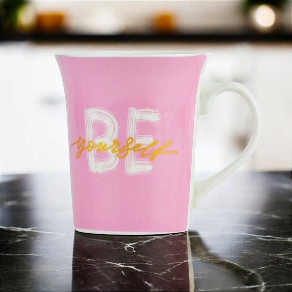 Caneca Rosa Be em Cerâmica