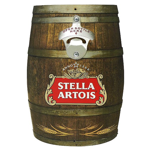 Abridor de Garrafa Barril Stella Artois em Madeira