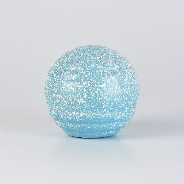 Enfeite Bola Decorativa Azul Claro e Branco em Cerâmica P