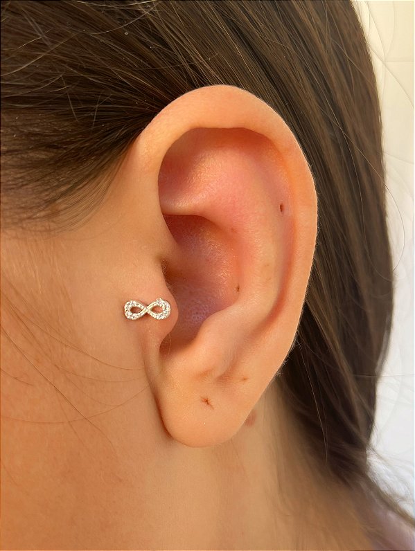 Piercing Tragus Cartilagem Raio Cravejado Prata 925