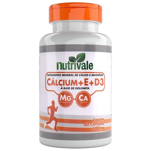 Calcium + Vitamina E + Vitamina D3 500mg 60 cápsulas - Nutrivale