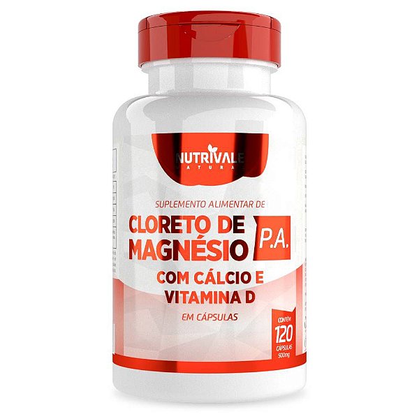 Cloreto de Magnésio P.A. com Cálcio e Vitamina D 120 cápsulas - Nutrivale