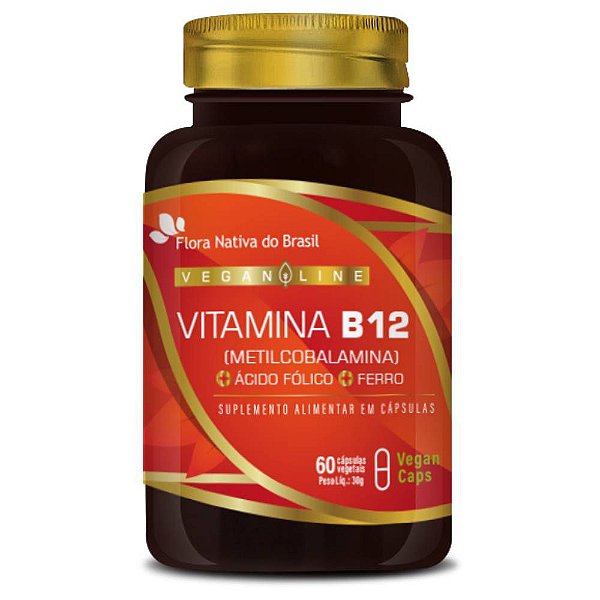 Vitamina B12 + Ferro + Ácido Fólico 60 Vegan Caps - Flora Nativa