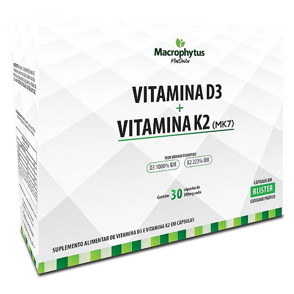 Vitamina D3 + Vitamina K2 (MK7) 500mg 30 cápsulas - Macrophytus