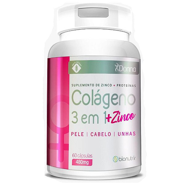 Colágeno 3 em 1 + Zinco 60 cápsulas - Bionutrir