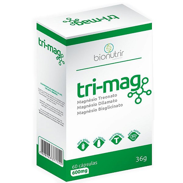 Tri-Mag (Magnésio Dimalato, Treonato e Bisglicinato) 60 cápsulas - Bionutrir