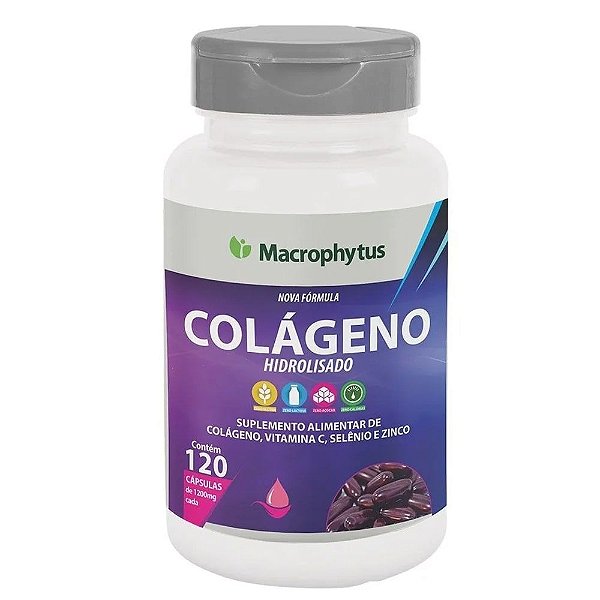 Colágeno Hidrolisado com Vitamina C, Selênio e Zinco 120 cápsulas - Macrophytus