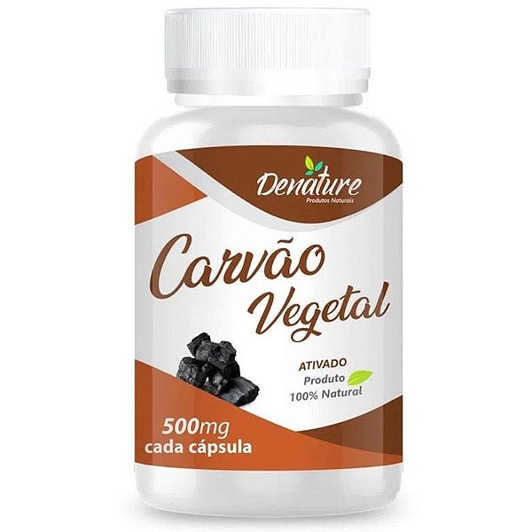 Carvão Vegetal 500mg 100 cápsulas - Denature