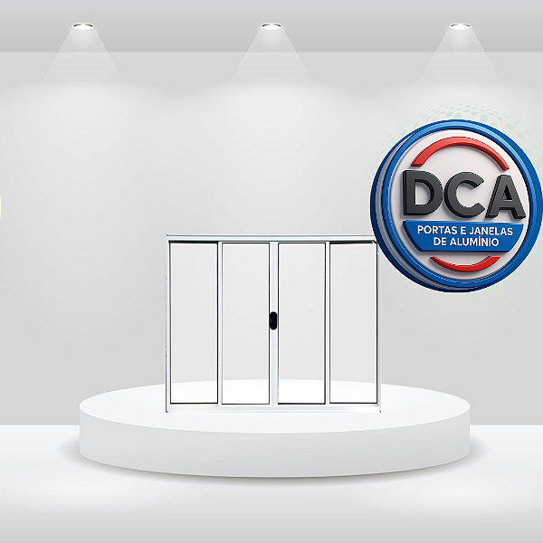 Vitrô de correr 4 folhas com ou sem grade - Alumímio Branco