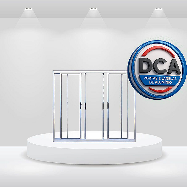 Vitrô de correr 4 folhas com ou sem grade - Alumímio Brilhante