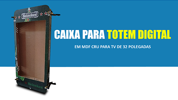 Totem Digital  - Caixa em MDF para TV de 32 Polegadas Em Formato de Telefone Celular - Para a Divulgação de Produtos e Serviços