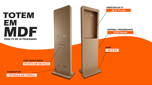 Totem Gabinete em MDF 32” – O Totem mais Barato do Brasil - Baixo Custo e Alto Impacto Visual