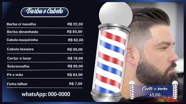Menu digital para Barbearia Barber Shop - Divulgação de Produtos e Serviços