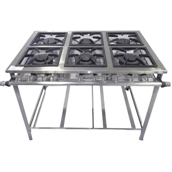 FOGAO 6 BOCAS CRISTAL AÇO BAIXA PRESSAO 30X30 03QS/03/QD ECONOMY P5 INOX