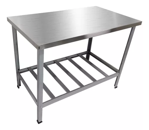 MESA INOX PRATELEIRA GRADEADA 120X70X90 CM EDANCA