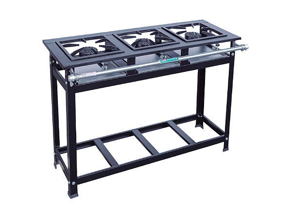 FOGAO 3 BOCAS CRISTAL AÇO ALTA PRESSAO 30X30 ECONOMY C/MANGUEIRA E REGISTRO P5