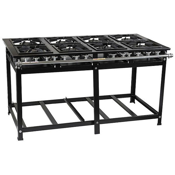FOGAO 8 BOCAS CRISTAL AÇO BAIXA PRESSAO 40X40 C/ DOIS FORNOS PORTA INOX
