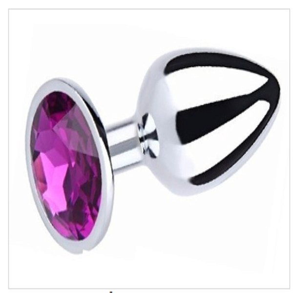 PLUG DE METAL COM JÓIA PEQUENO (7,0 x 2,8 cm) - VibraToy - COR PEDRA  ROSA