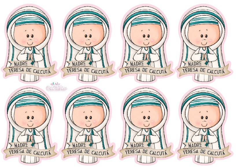 Feltro Estampado - Santinhos cute - Madre Teresa de Calcutá