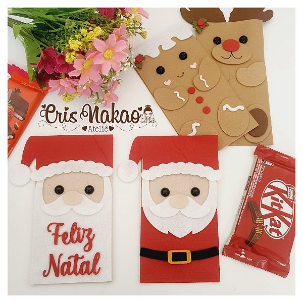 Recortes em Feltro - Porta Kitkat de Natal - Escolha sua opção