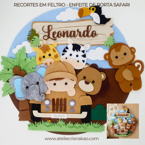 Recortes em Feltro - Enfeite de porta Safari
