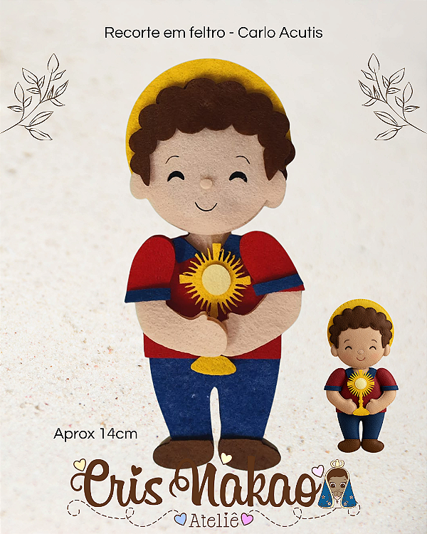 Recorte em Feltro - Santinhos Carlo Acutis - unidade