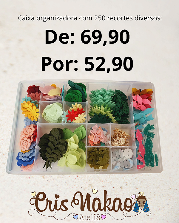 Recortes em Feltro - Caixinha Diversa - 250 Recortes