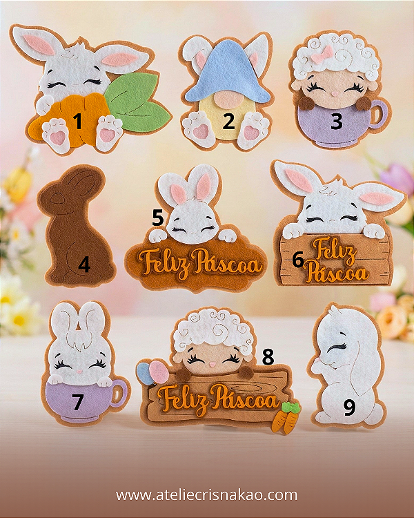 Recortes em Feltro - Bolachinhas Páscoa Cute