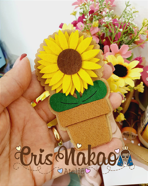 Recorte em Feltro - Vasinho Girassol