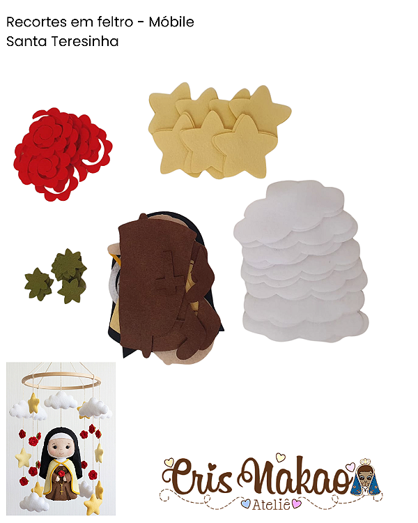 Recortes em Feltro - Kit para Móbile de Santa Teresinha