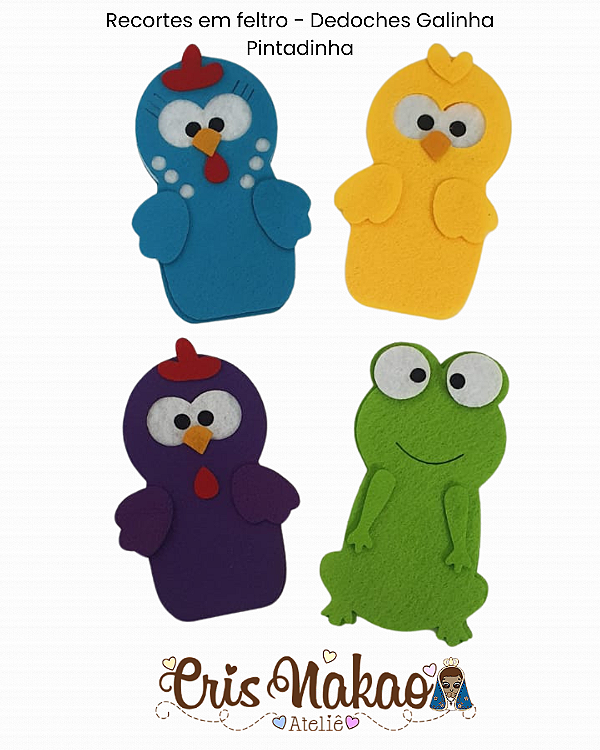 Recortes em feltro - Dedoches Gatinha Pintadinha