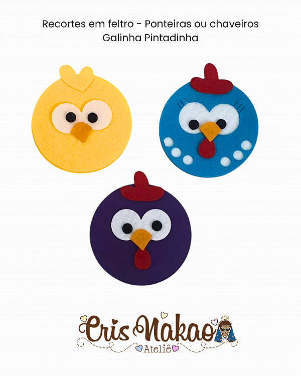 Recortes em feltro -Cahveiros ou ponteiras Gatinha Pintadinha