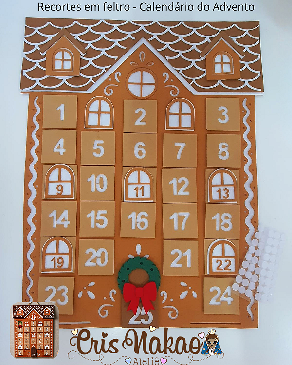 Recortes em Feltro - Calendário Advento Casinha