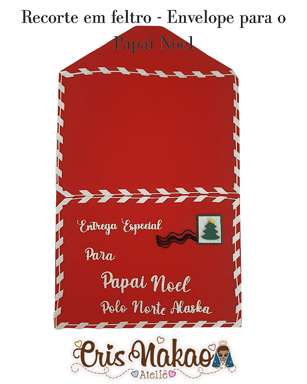 Recorte em feltro - Envelope para o papai Noel
