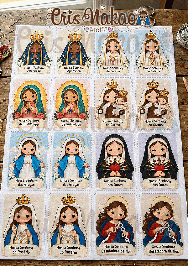 Feltro Estampado - Jogo da memória - Títulos de Nossa Senhora