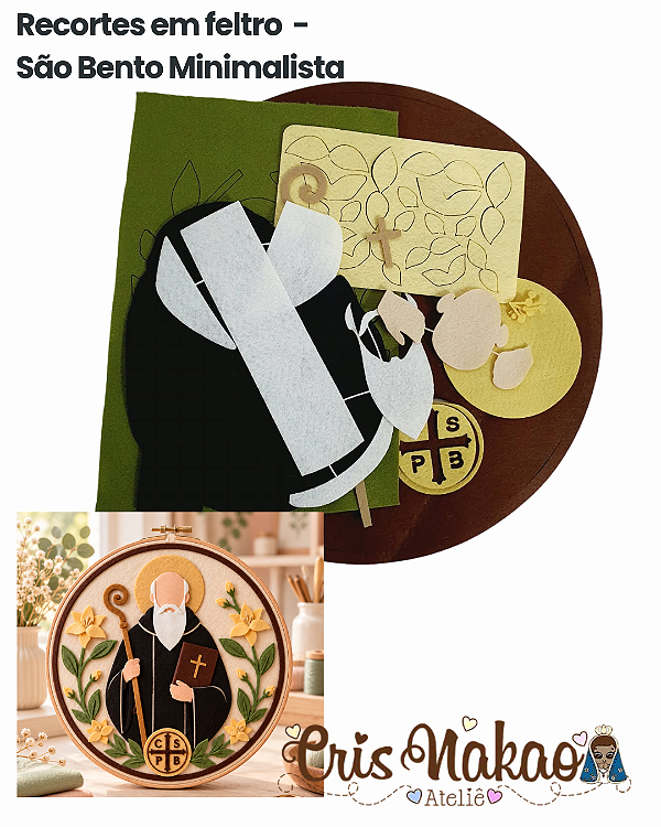 Recortes em feltro - Kit para Bastidor São Bento Minimalista.