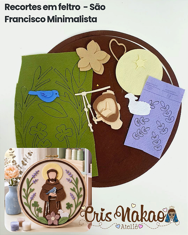 Recortes em feltro - Kit para Bastidor São Francisco Minimalista.