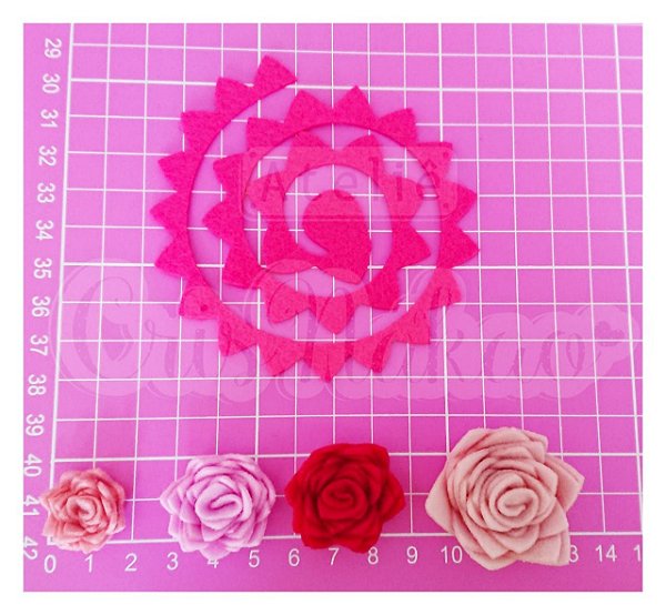 Recortes Espirais para Rosas em Feltro 5 cm Modelo 4 - 12 un (1,8cm Montada)