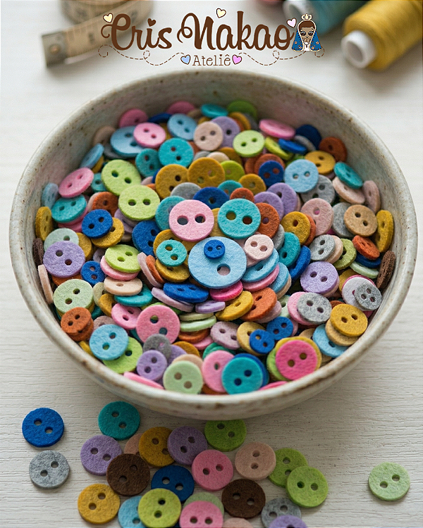 Recortes em feltro - Botões Redondos 1,5cm - 50unidades