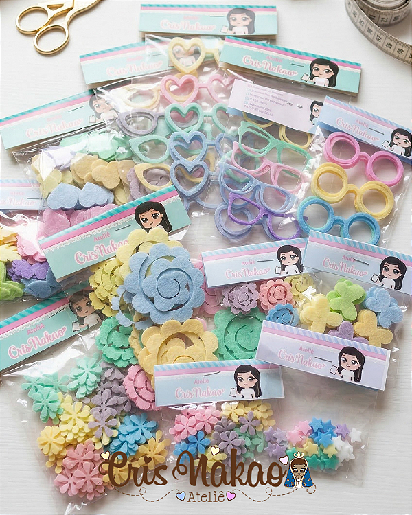 Recortes em Feltro - Combo de recortes Candy Colors