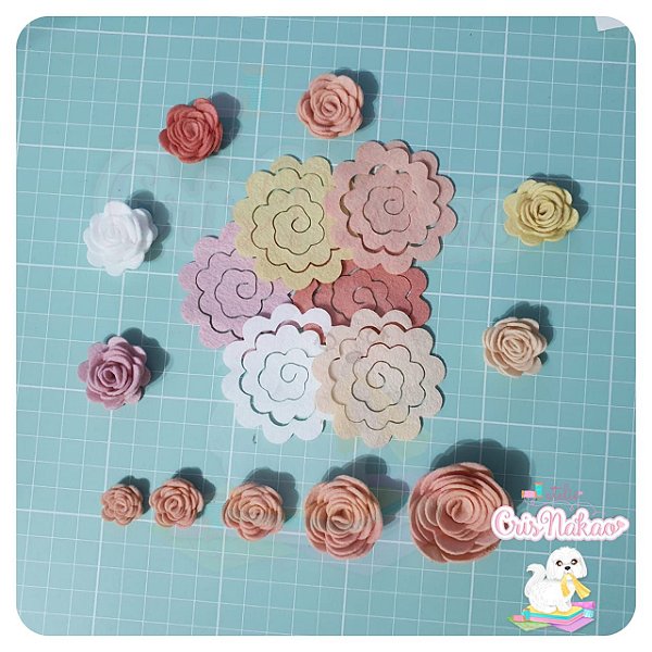 Recortes Em Feltro Espirais para Rosas 7cm - Modelo  5 (Fica Aprox 3cm) - 12un