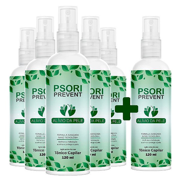 Psori Prevent Tônico Capilar Tratamento e Prevenção Psoríase Spray 120ml 5 Unidades + 1 Grátis