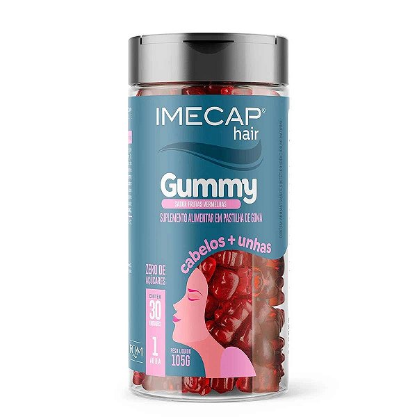 Imecap Hair Gummy Suplemento Vitamínico Para Cabelos e Unhas Com 30 Gomas Sabor Frutas Vermelhas