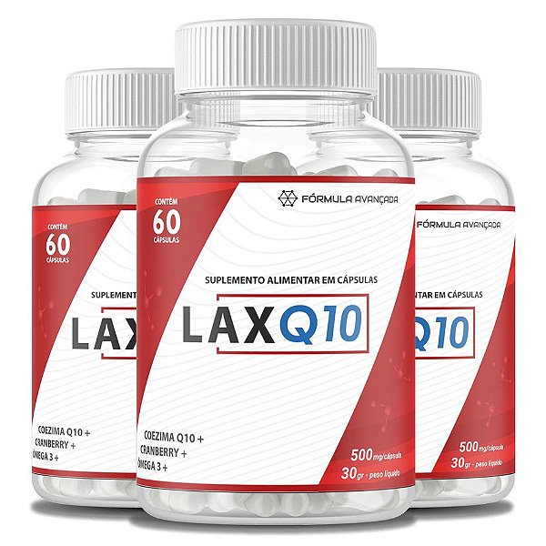 Lax Q10 Tratamento Para Os Efeitos Da Diabetes 60 Cápsulas Kit 3 Unidades - Original