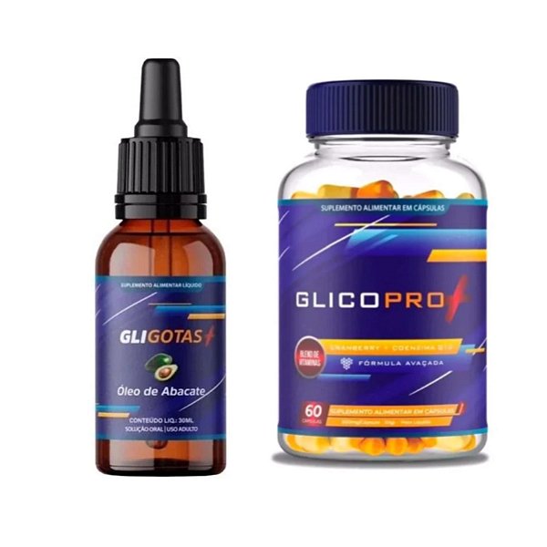 Glico Gota Extrato Natural Colesterol e Diabetes 30ml + Glico Pro com 60 Cápsulas
