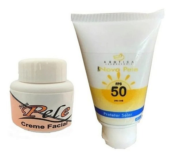 Kit Creme Facial Clareador Nova Pele 25g + Protetor Solar Nova Pele Fps 50 Com 60g