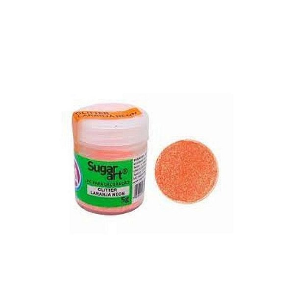 Gliter para Decoração Neon Laranja 5G - Sugar Art